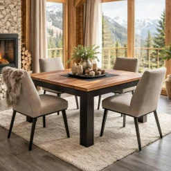 Table à manger carrée en bois 140 cm FAIRLIE