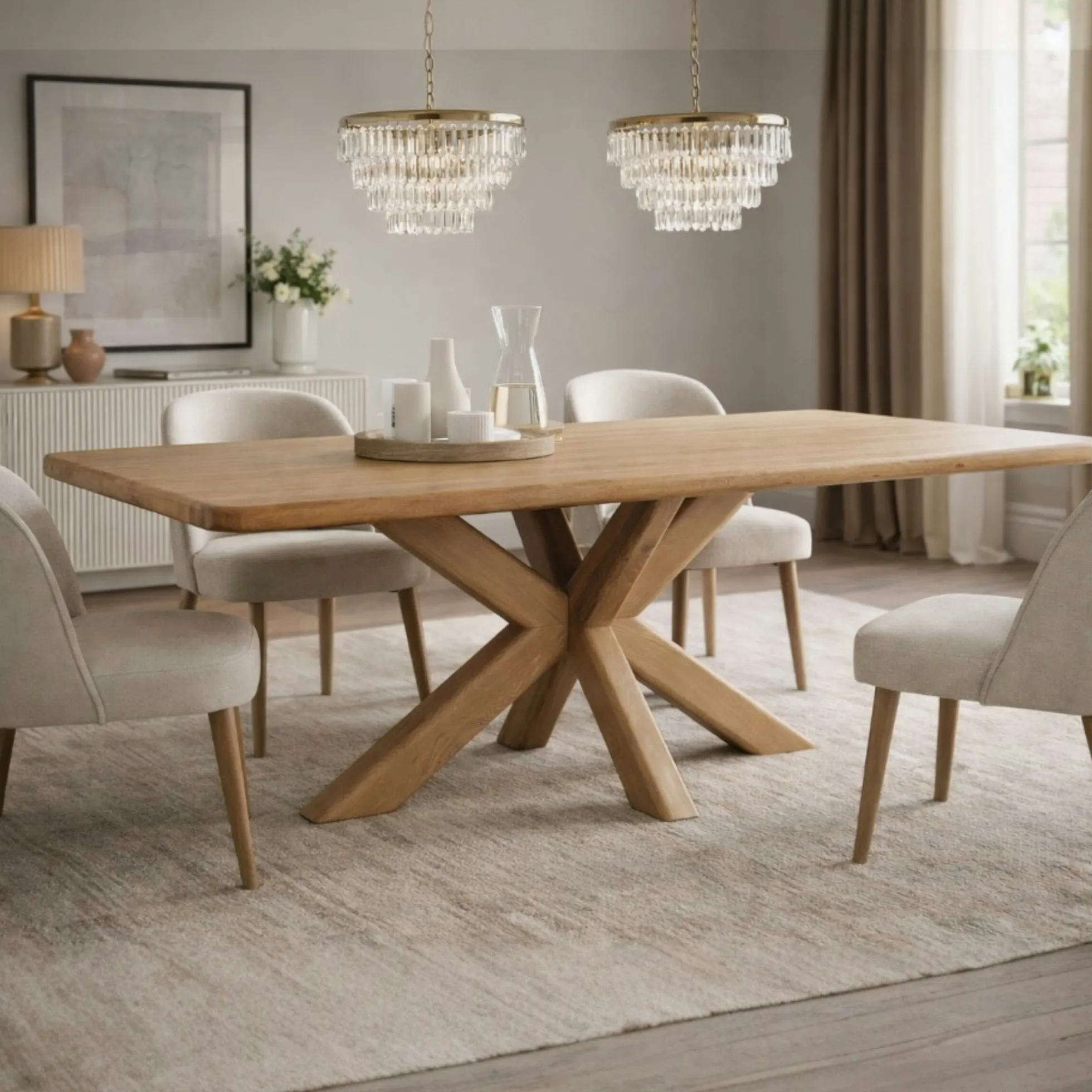 Table à manger chêne massif bords arrondis 180 cm ASTER
