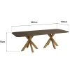 Table à manger 240 cm effet béton marron pieds en bois d'acacia CALVI