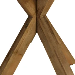 Table à manger 240 cm effet béton marron pieds en bois d'acacia CALVI