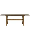 Table à manger 200 cm effet béton marron pied en bois d'acacia CALVI