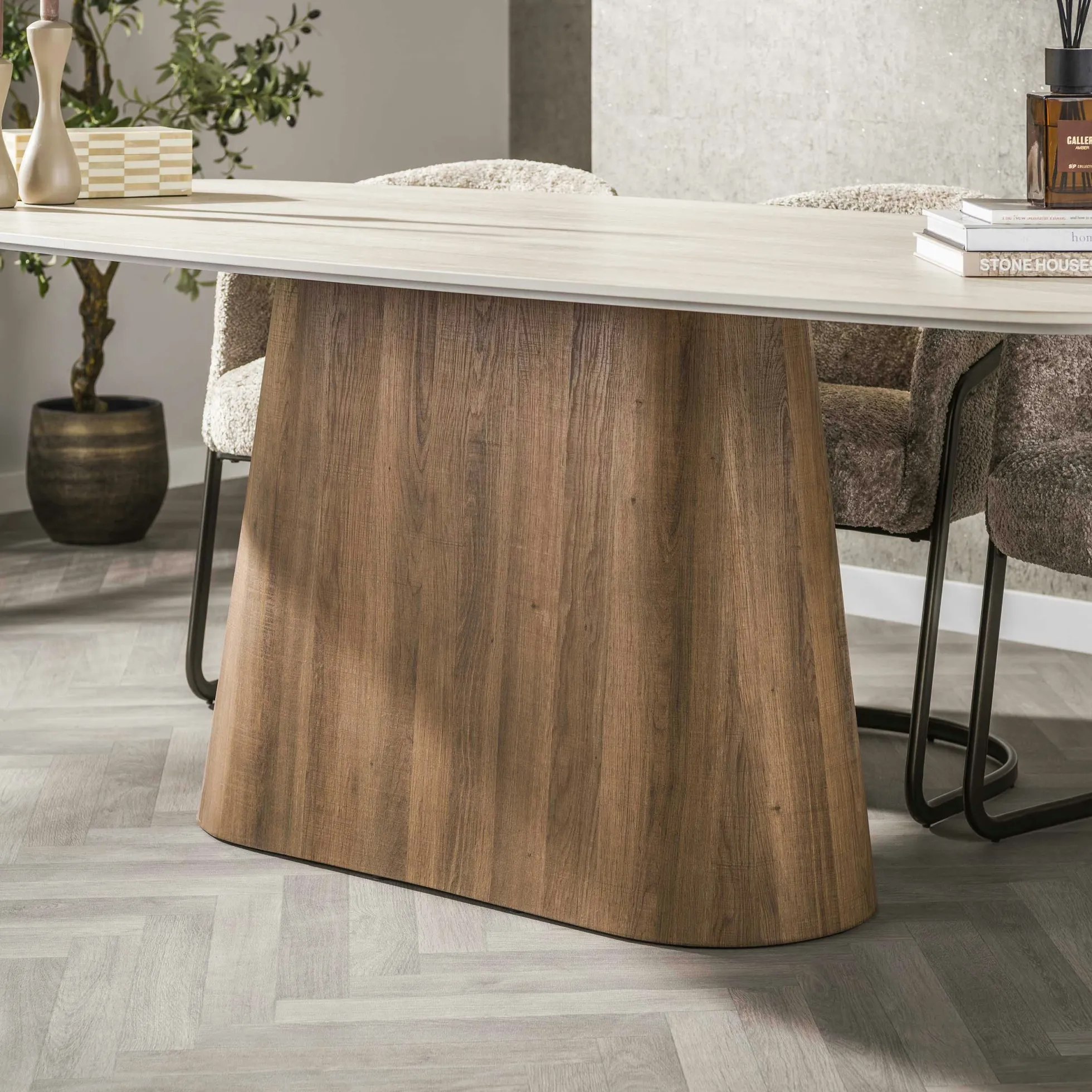 Table à manger céramique effet travertin 215 cm ASCOLI