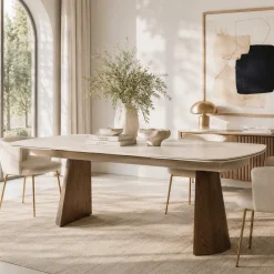 Table à manger céramique extensible à bords arrondis 180-260 cm LARIO
