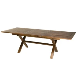 Table à manger de jardin extensible en teck 180/240 cm pieds croisés MACAO