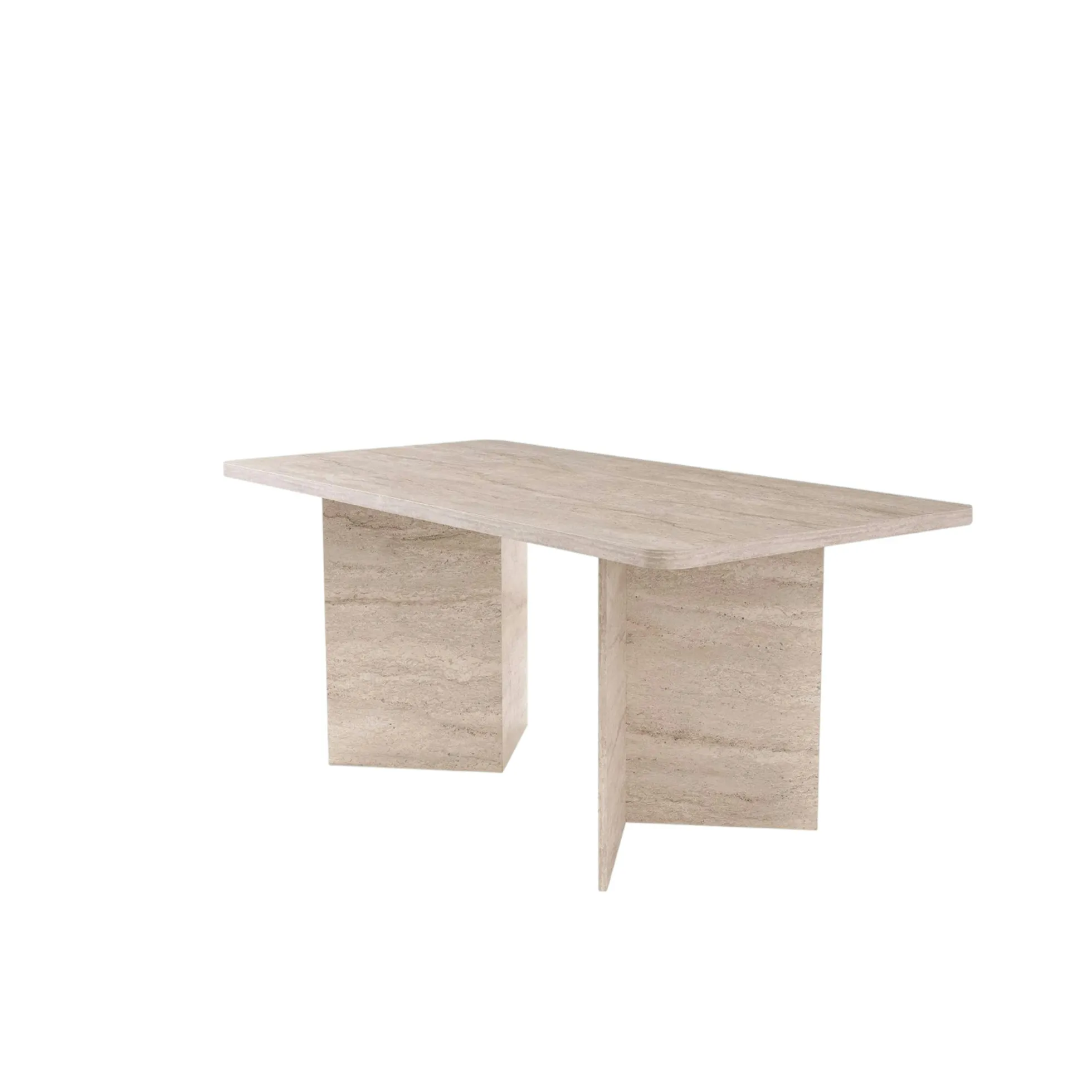 Table à manger design effet travertin pieds V 180 cm MARFA