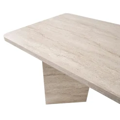 Table à manger design effet travertin pieds V 180 cm MARFA