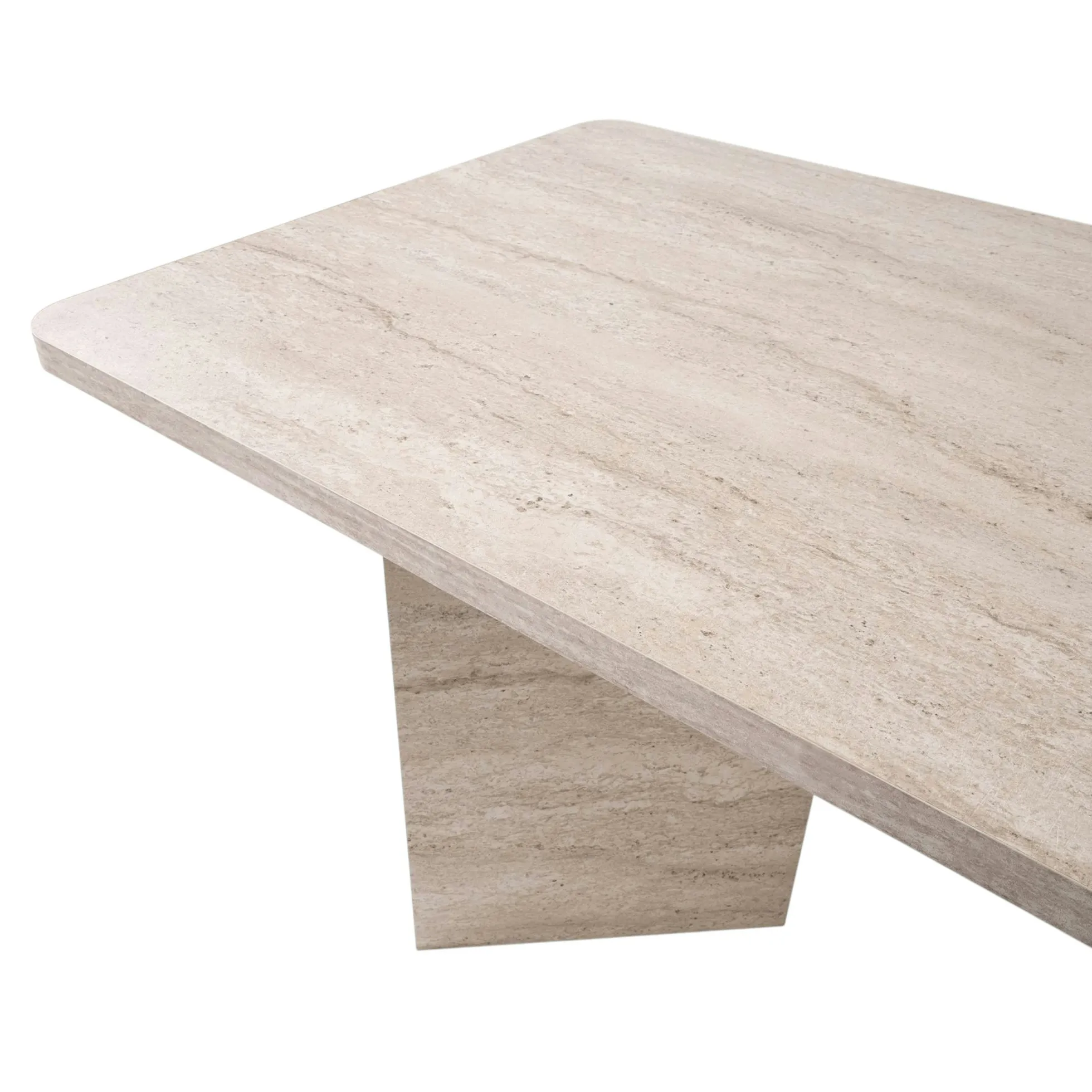 Table à manger design effet travertin pieds V 180 cm MARFA