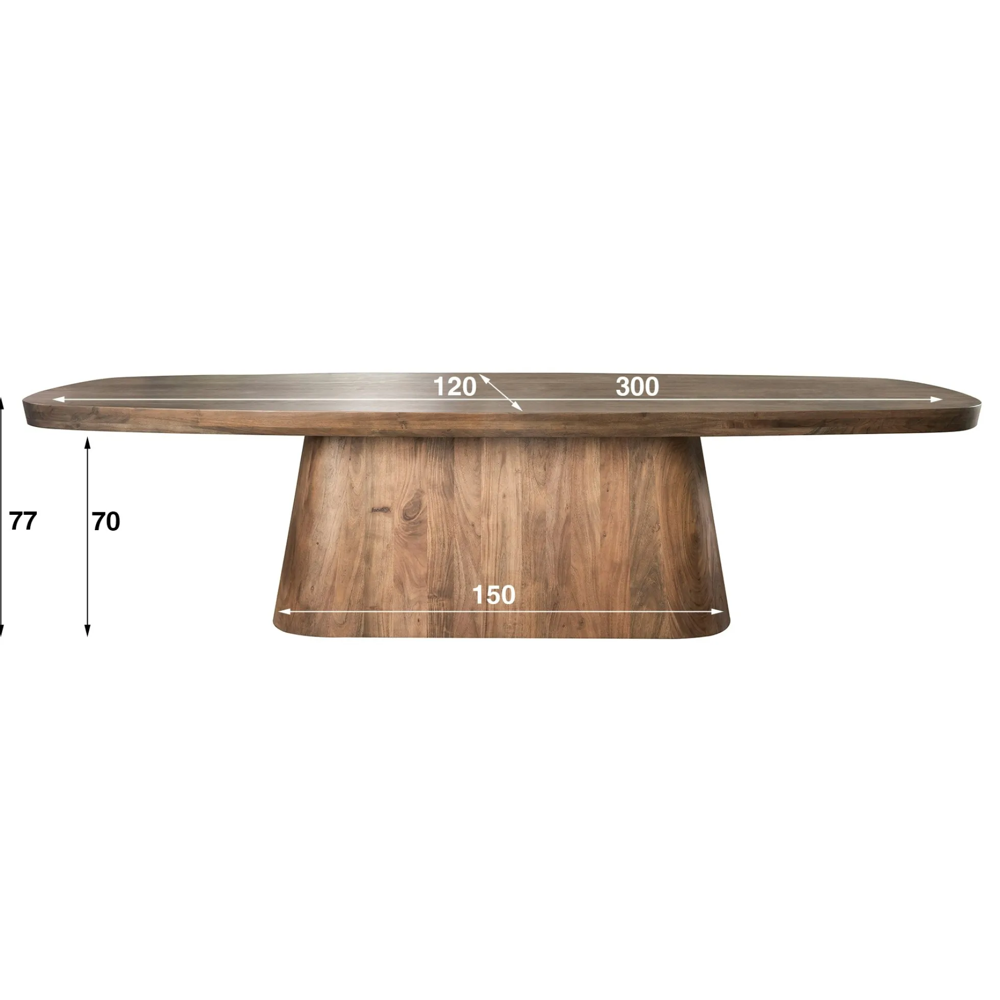 Table à manger design en bois d'acacia massif forme rectangulaire 300 cm MYSORE