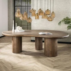 Table à manger design en bois d'acacia massif forme haricot 244 cm MYSORE