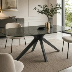 Table à manger design en verre ondulé 180 cm ALBA