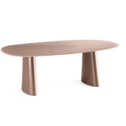 Table à manger design en verre rose argile 220 cm ALBA