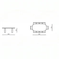 Table à manger design en verre taupe 220 cm ALBA