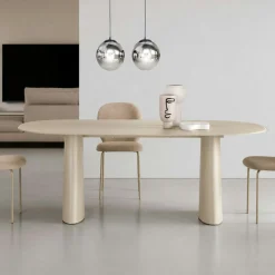 Table à manger design en verre taupe 220 cm ALBA