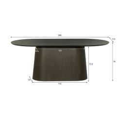 Table à manger design ovale en chêne brun 200 cm LOREN