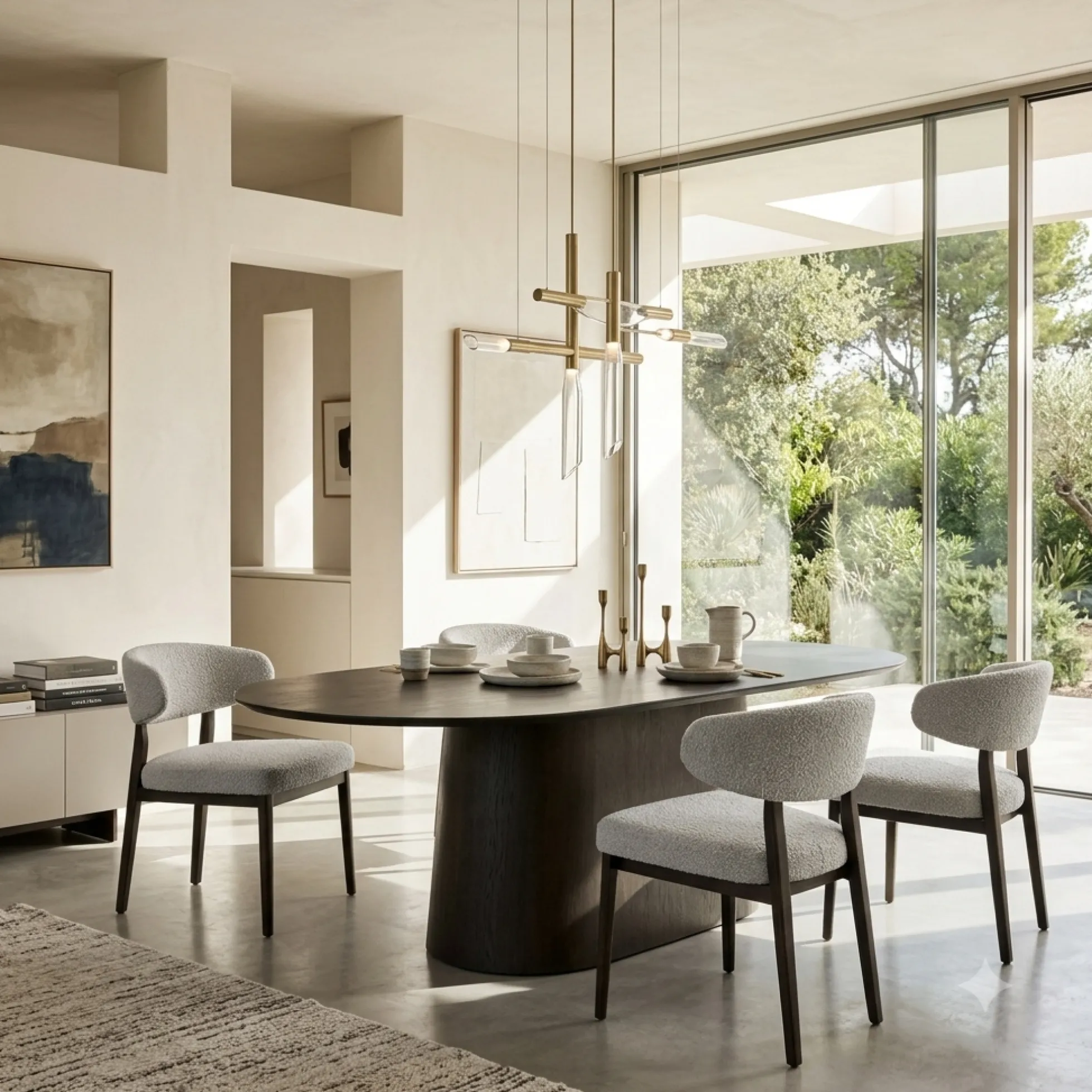 Table à manger design ovale en chêne brun 200 cm LOREN