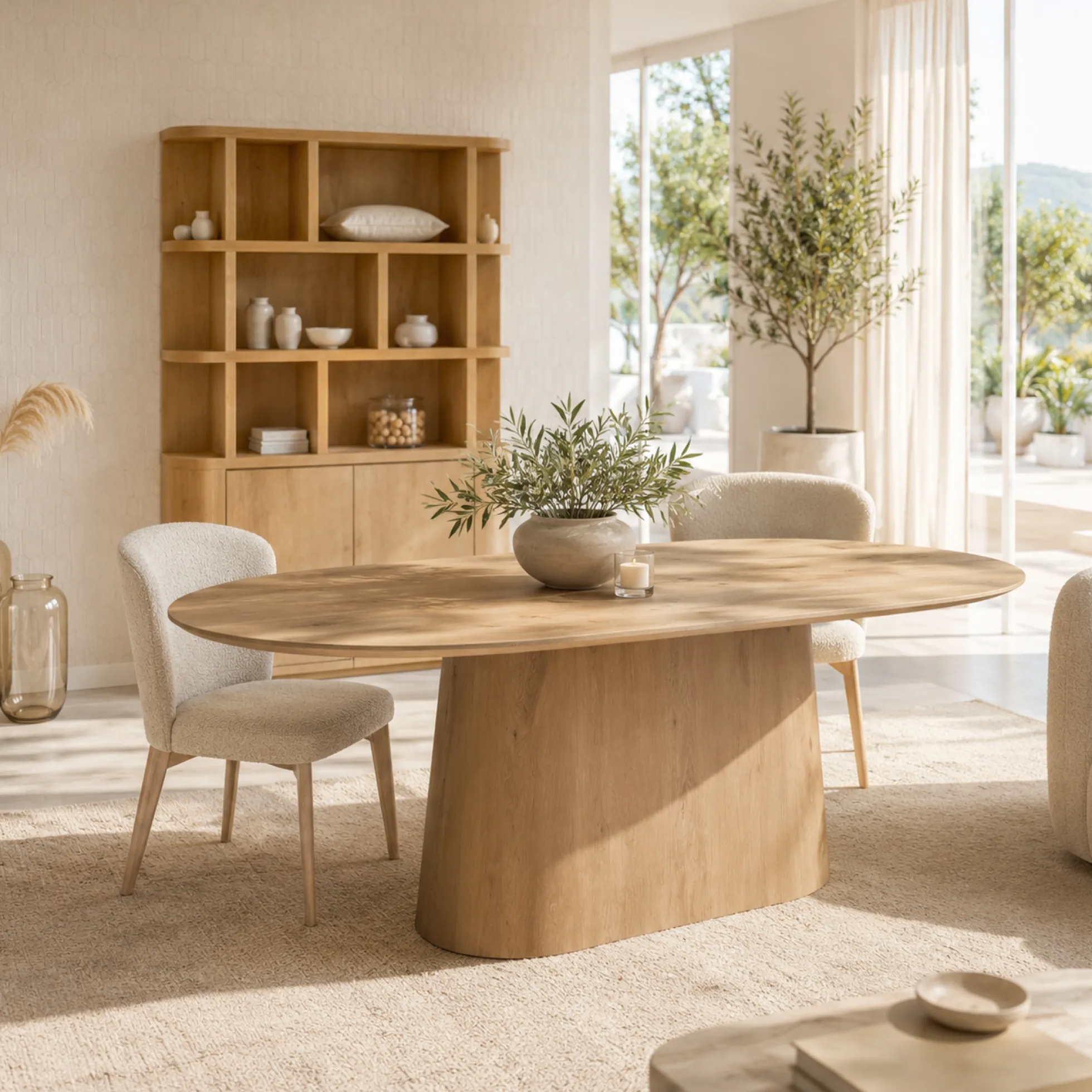 Table à manger design ovale en chêne clair 230 cm LOREN