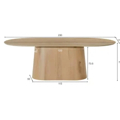 Table à manger design ovale en chêne clair 230 cm LOREN