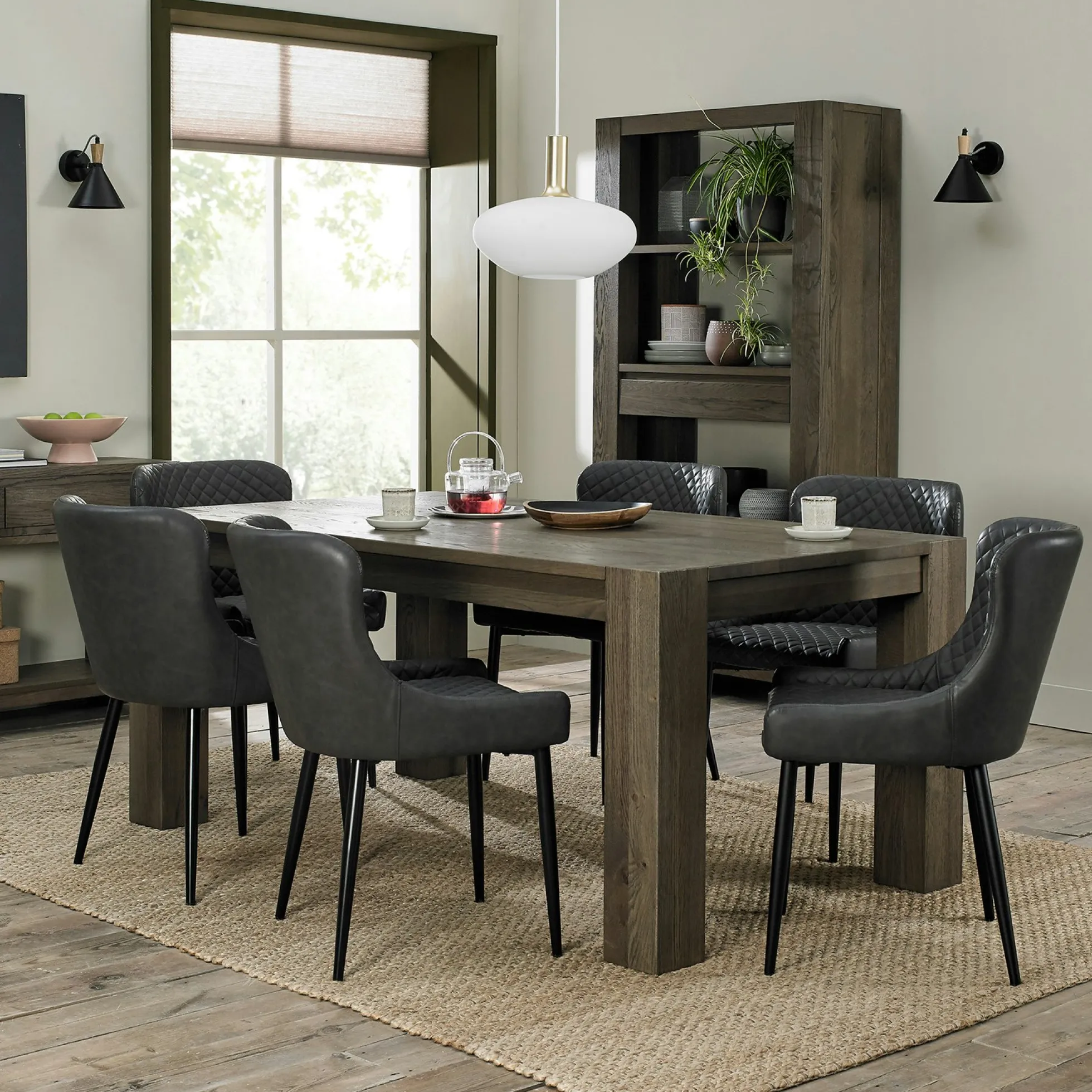 Table à manger en bois de chêne fumé 180 cm ALLEN