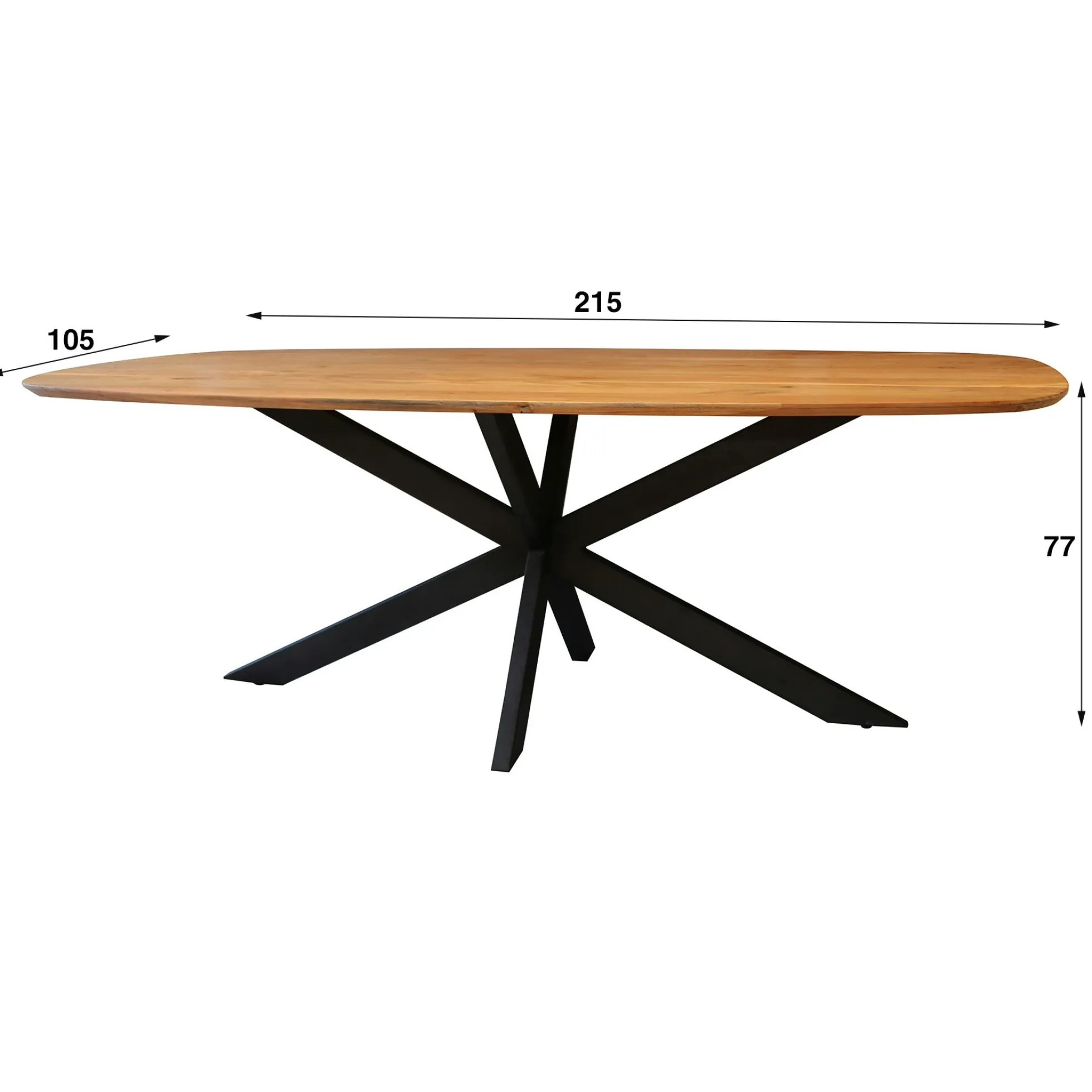 Table à manger en bois massif d'acacia avec bords arrondis 215 cm MELBOURNE