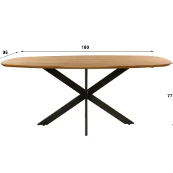 Table à manger en bois massif d'acacia avec bords arrondis 180 cm MELBOURNE