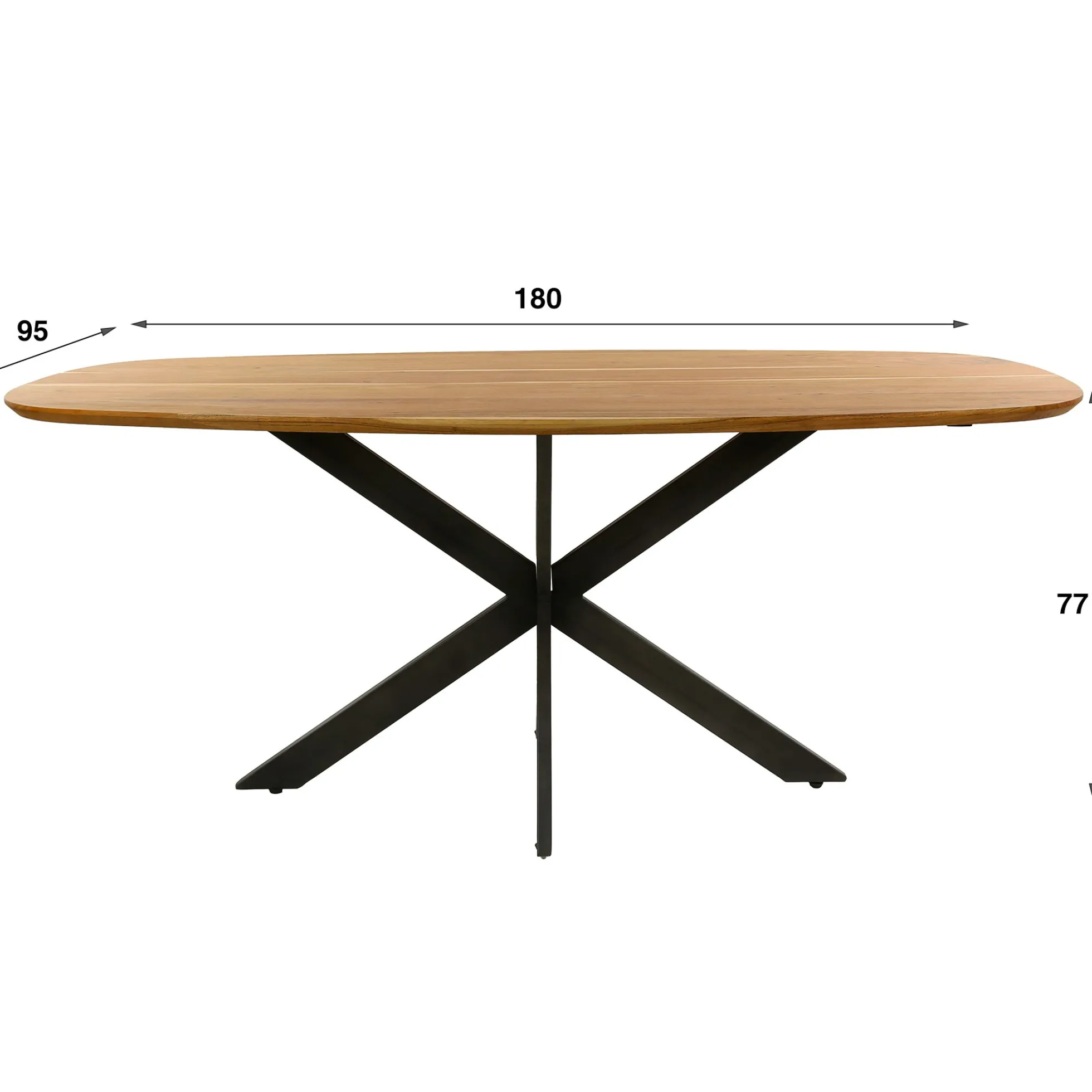 Table à manger en bois massif d'acacia avec bords arrondis 180 cm MELBOURNE