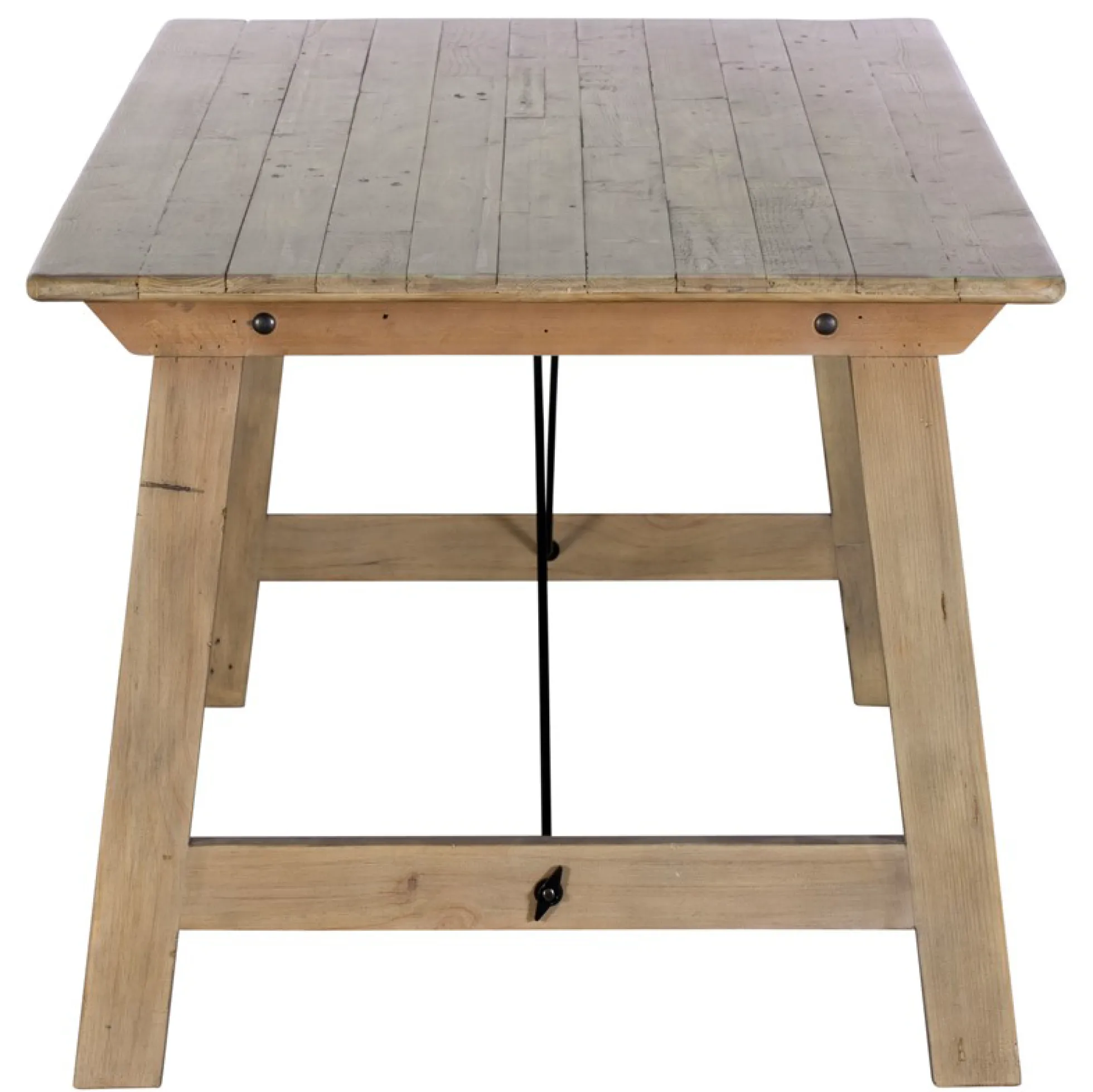 Table à manger en bois recyclé clair tréteaux 200 cm SALERNE