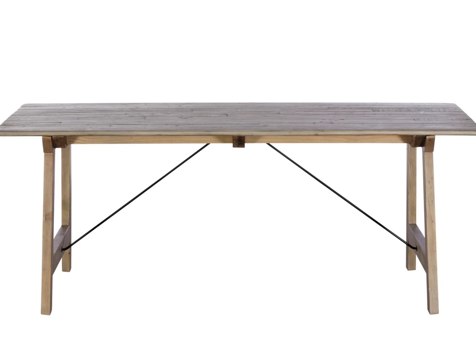 Table à manger en bois recyclé clair tréteaux 200 cm SALERNE