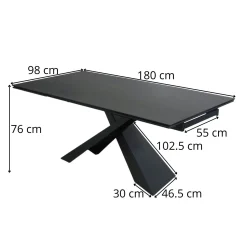 Table à manger en céramique grise avec pied en croix 180-280 cm LOMBARDIE
