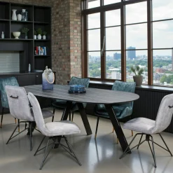 Table à manger en céramique noire mate 200 cm BERGAME