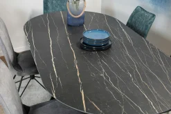 Table à manger en céramique noire mate 200 cm BERGAME