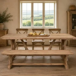 Table à manger en teck esprit campagne 240 cm BERRY