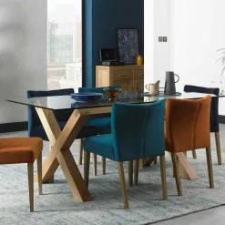 Table à manger en verre et bois 180 cm ALTA
