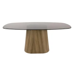Table à manger en verre fumé design ovale organique 180 cm MILOS