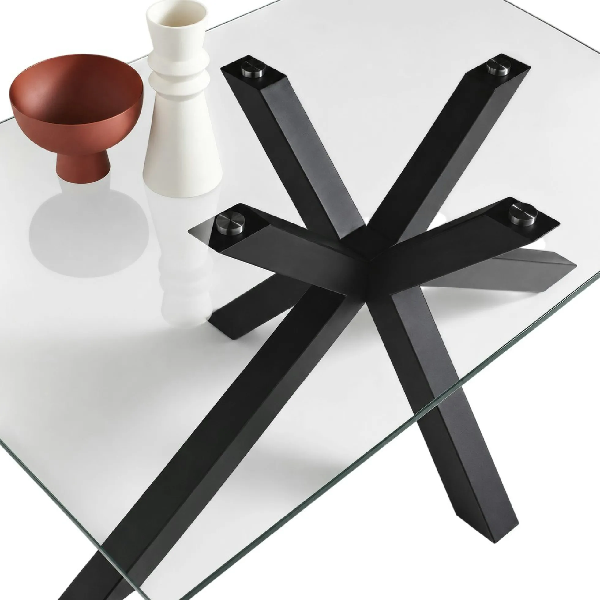 Table à manger en verre à pied central 180 cm ALBA