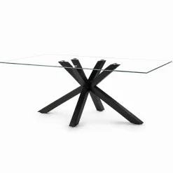 Table à manger en verre à pied central 180 cm ALBA