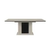 Table à manger extensible beige à pied central 160-200 cm ALVA