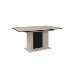 Table à manger extensible beige à pied central 160-200 cm ALVA