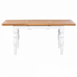 Table à manger extensible blanche campagne chic 130-180 cm VELIA