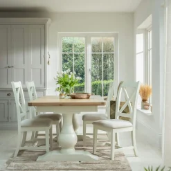 Table à manger extensible blanche style bord de mer 160-200 cm VELIA