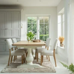 Table à manger extensible blanche style bord de mer 160-200 cm VELIA