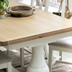 Table à manger extensible blanche style bord de mer 160-200 cm VELIA