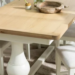 Table à manger extensible blanche style bord de mer 160-200 cm VELIA