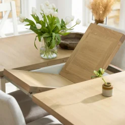 Table à manger extensible blanche style bord de mer 160-200 cm VELIA