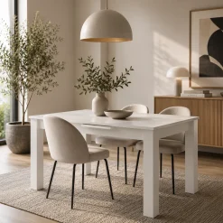 Table à manger extensible blanche 160-200 cm ALVA