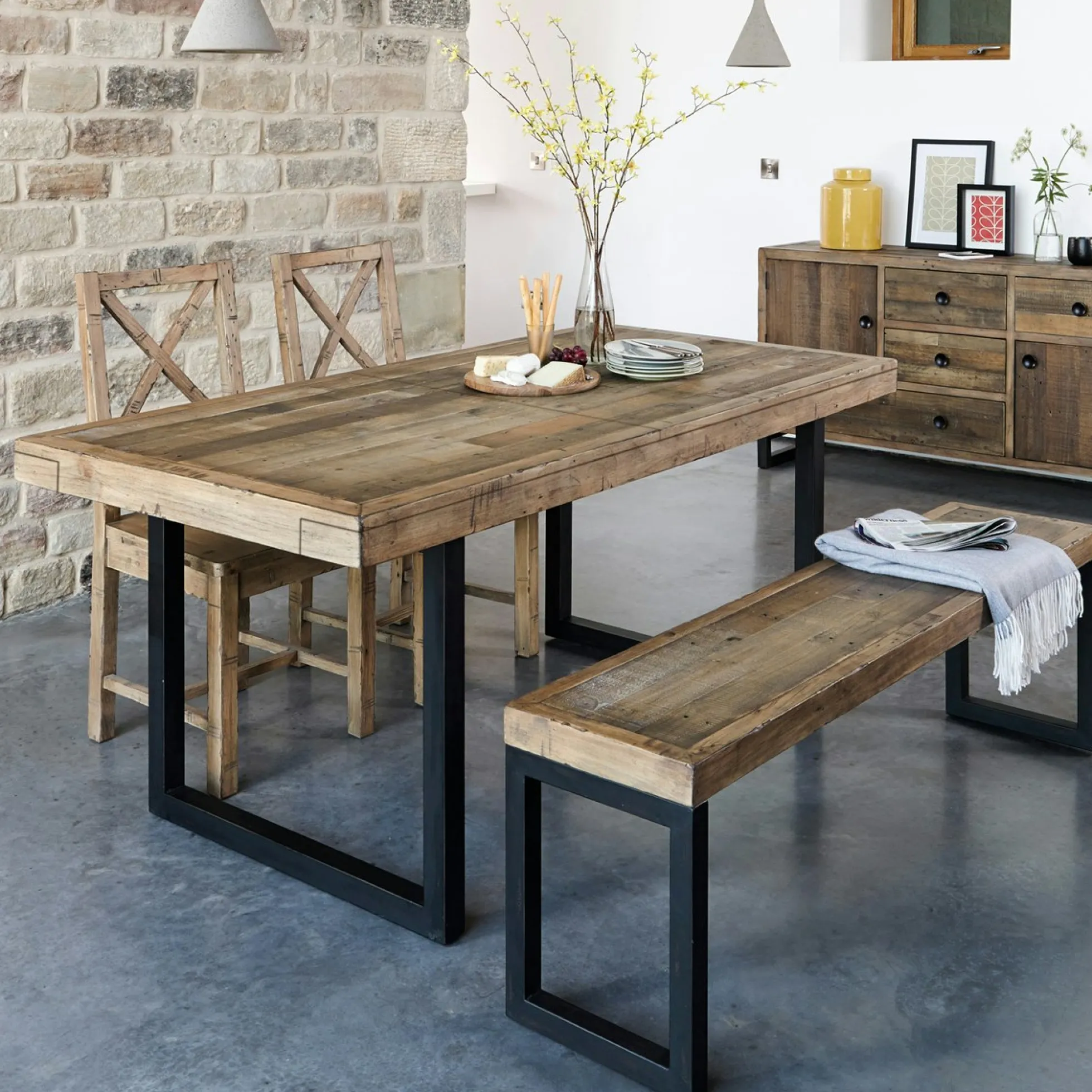Table à manger extensible bois recyclé 140-180 BRISBANE