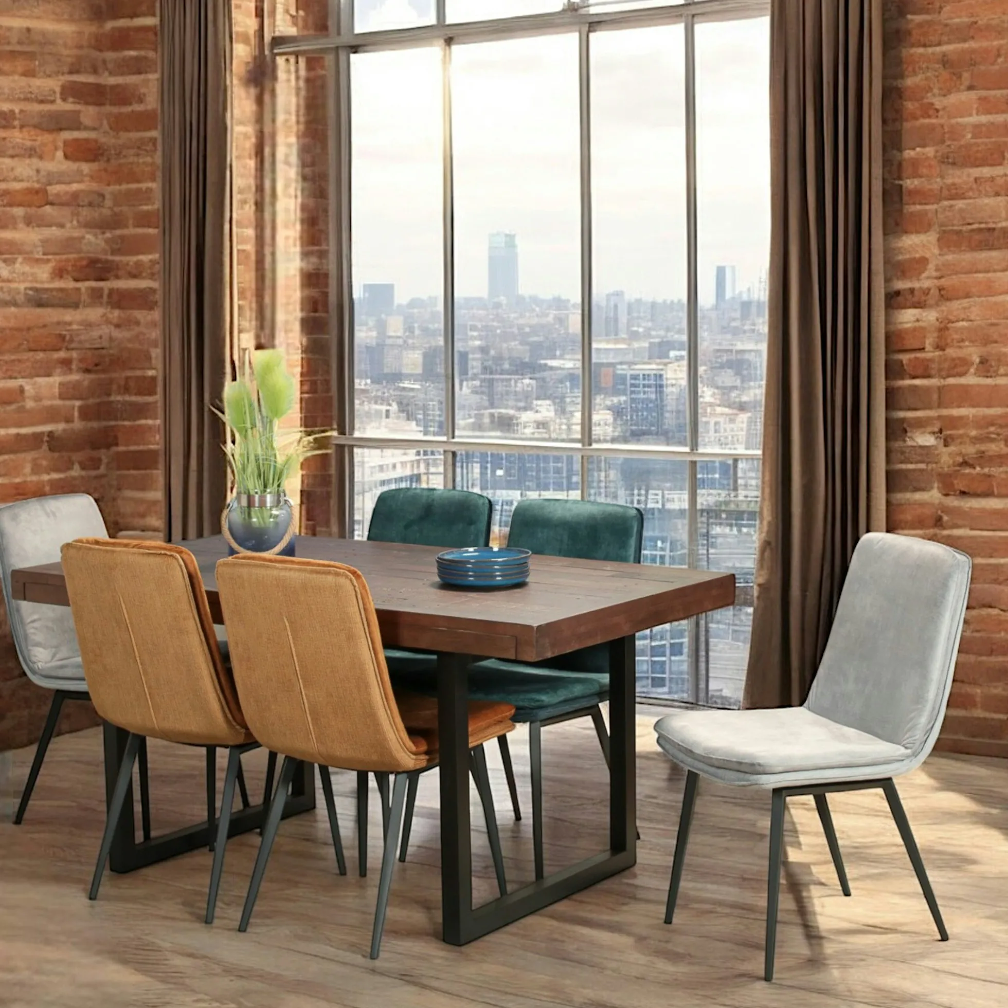 Table à manger extensible bois brun recyclé 160-200 cm SAMOA