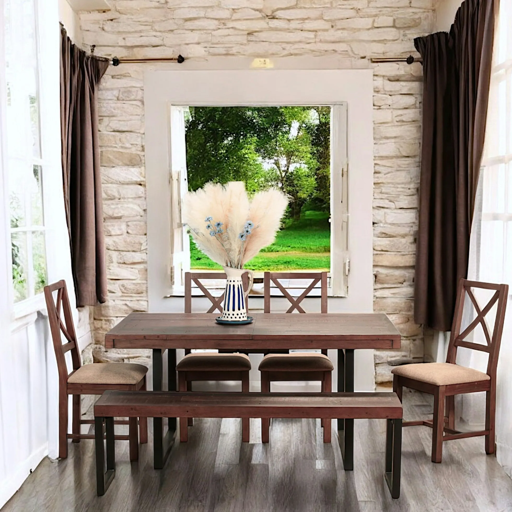 Table à manger extensible bois brun recyclé 160-200 cm SAMOA