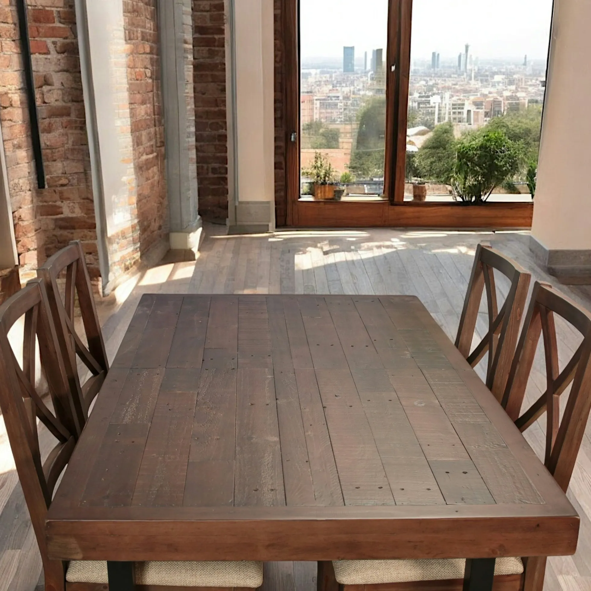 Table à manger extensible bois brun recyclé 160-200 cm SAMOA