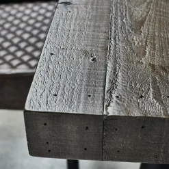 Table à manger extensible bois recyclé piètement effet laiton vieilli 140-180 cm ADÉLAÏDE