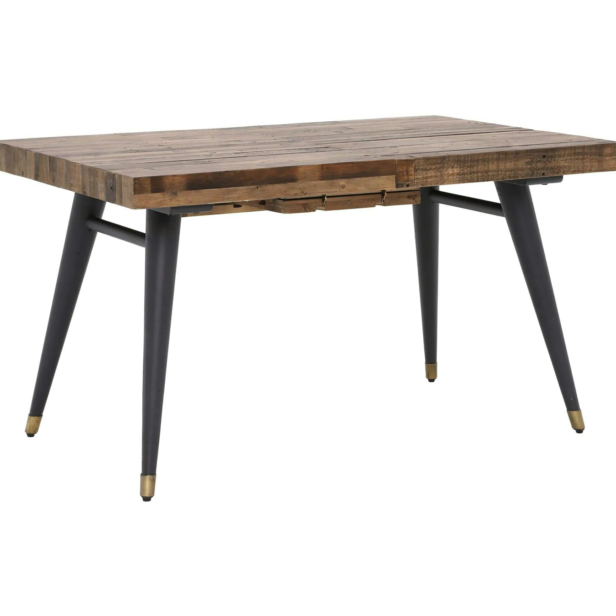 Table à manger extensible bois recyclé piètement effet laiton vieilli 140-180 cm ADÉLAÏDE